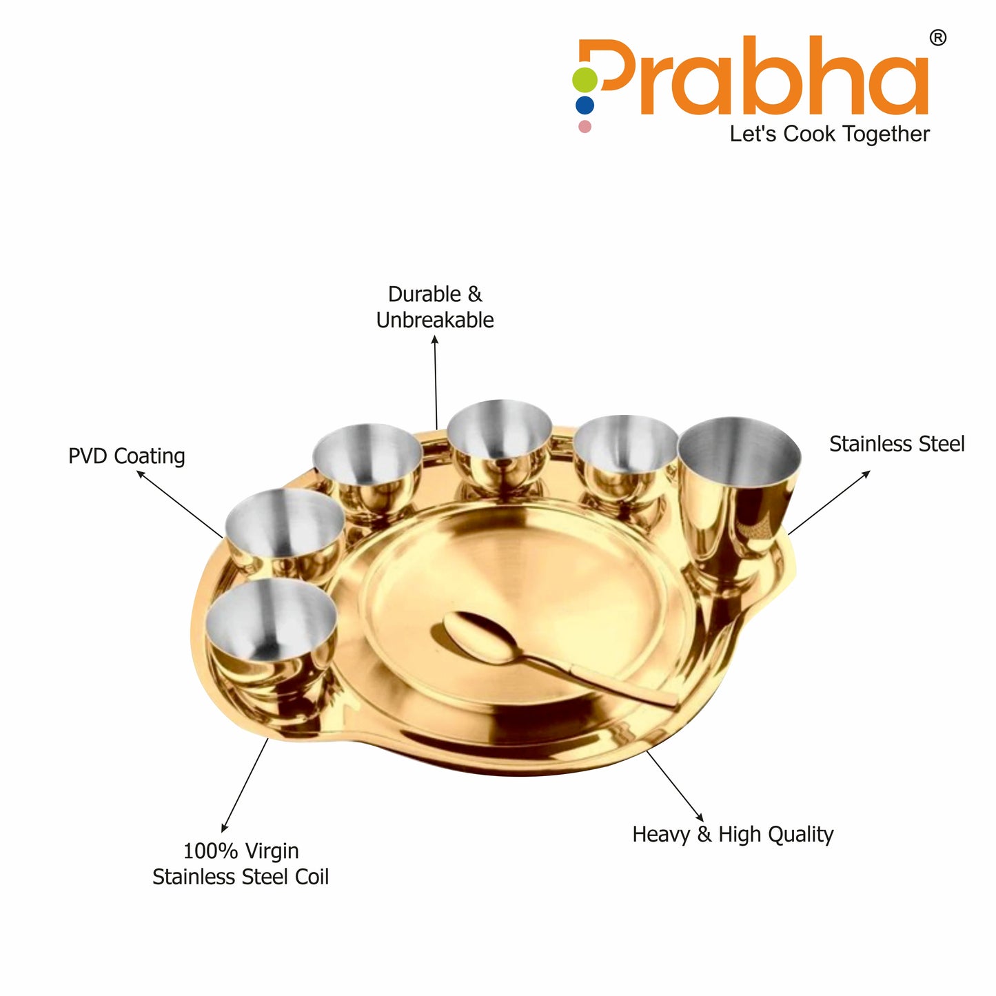 Stainless Steel PVD Gold Rajwada Thali Set