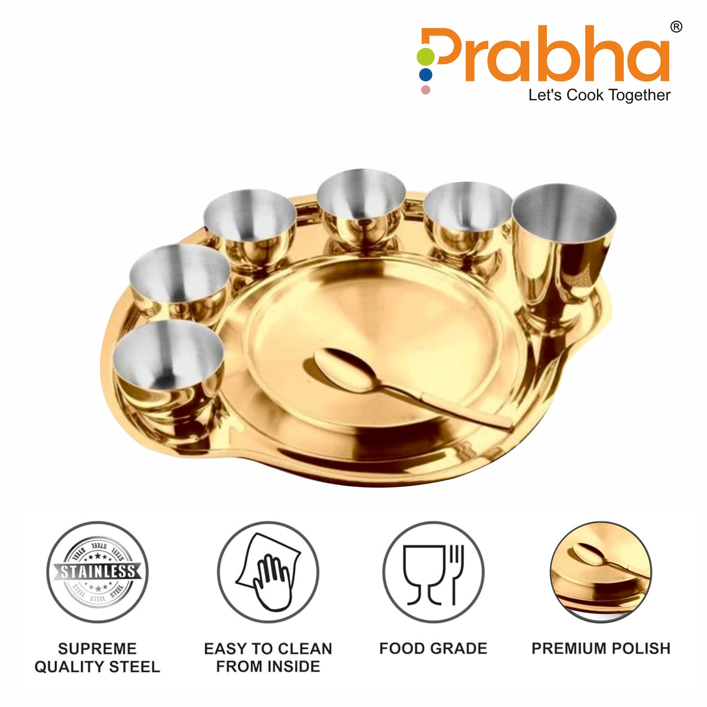Stainless Steel PVD Gold Rajwada Thali Set