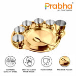 गैलरी व्यूवर में इमेज लोड करें, Stainless Steel PVD Gold Rajwada Thali Set