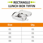 Stainless Steel Rectangle Lunch Box, Leak-Proof Container - Prabha