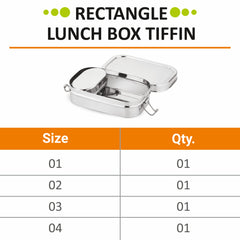 Stainless Steel Rectangle Lunch Box, Leak-Proof Container - Prabha