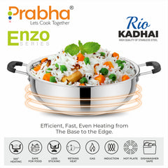 Rio IB Kadhai with Steel Lid Induction Friendly Cookpot