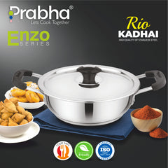 Rio IB Kadhai with Steel Lid Induction Friendly Cookpot