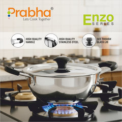 Rio IB Kadhai with Steel Lid Induction Friendly Cookpot