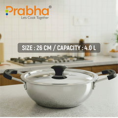 Rio IB Kadhai with Steel Lid Induction Friendly Cookpot