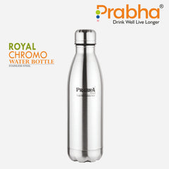 Stainless Steel Royal Chromo Water Bottle - 1L Capacity | Durable Hydration Solution - Prabha