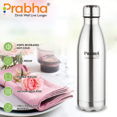 Stainless Steel Royal Chromo Water Bottle - 1L Capacity | Durable Hydration Solution - Prabha