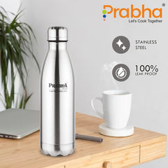 Stainless Steel Royal Chromo Water Bottle - 1L Capacity | Durable Hydration Solution - Prabha