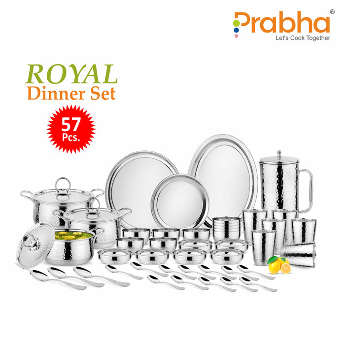 Royal Dinner Set Hammered 57 PCS