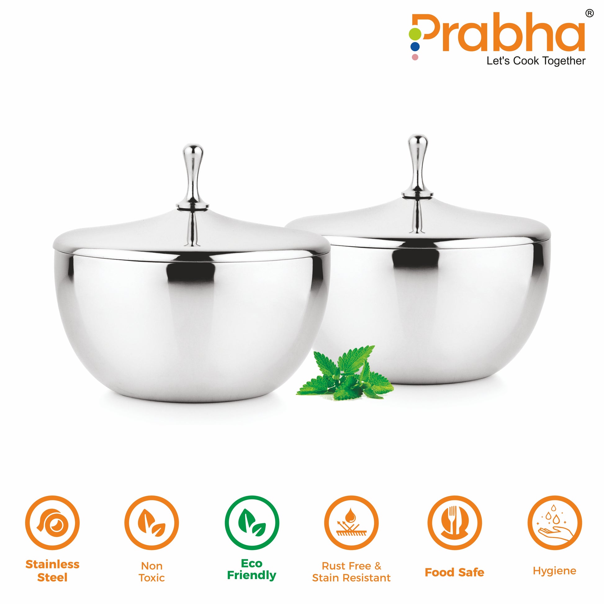Classic Double Wall Plain Serving Bowl, 2 Pcs - 1000ml