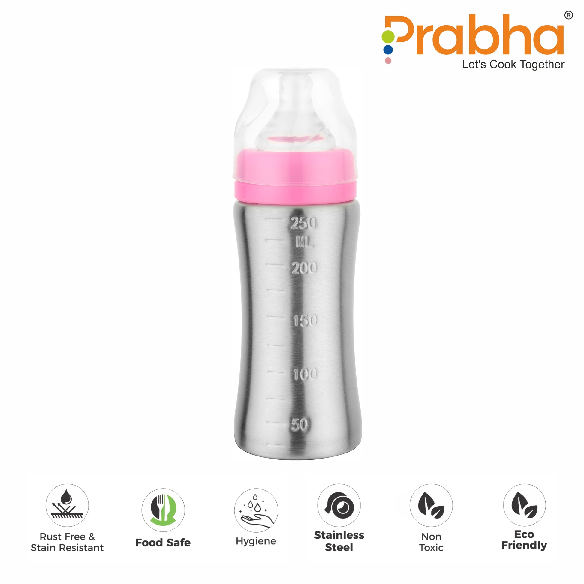 Sippy Pure Steel Feeding Bottle, 250ML