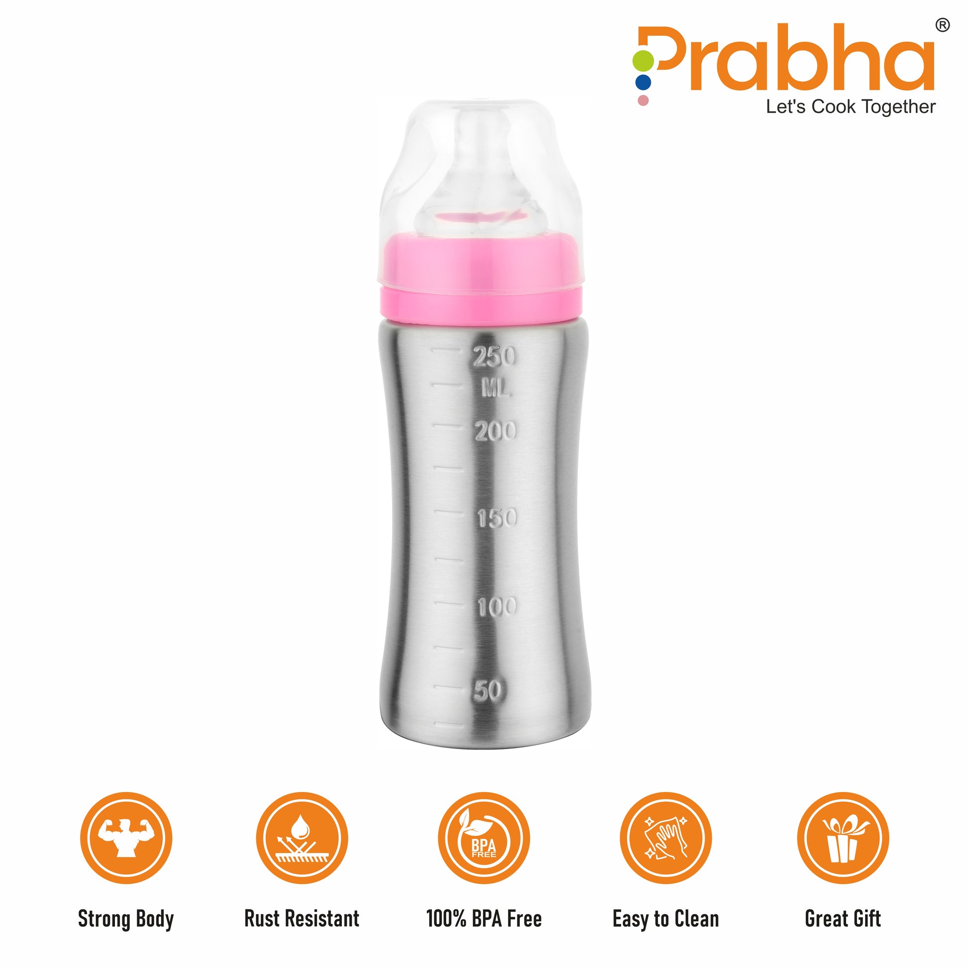 Sippy Pure Steel Feeding Bottle, 250ML