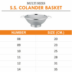 Stainless Steel Colander Basket With Multi Sizes - Prabha