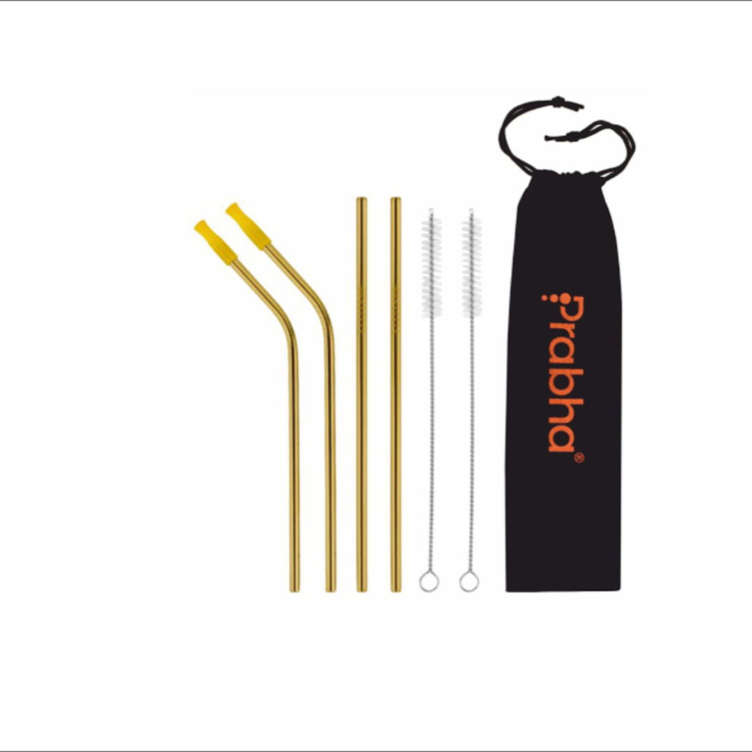 Stainless Steel Straw Set Gold