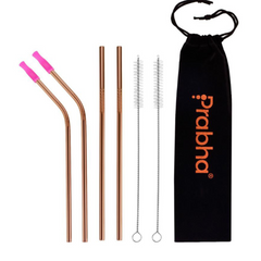 Reusable Stainless Steel Drinking Straw Set For Tumblers (4 Straw, 2 Brush)