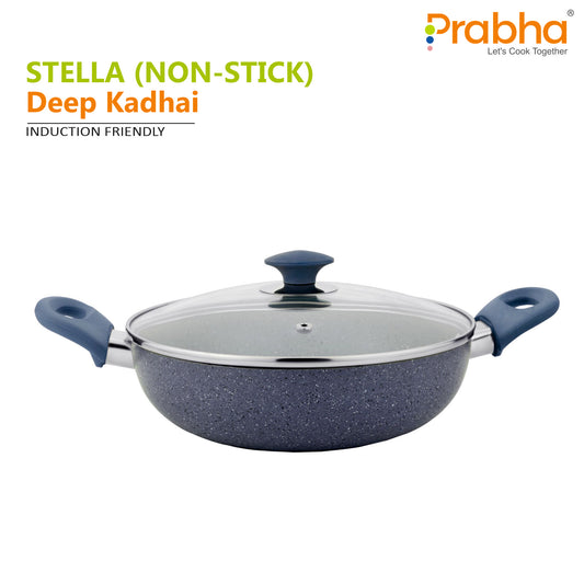 Stella Nonstick Deep Kadhai With Glass Lid