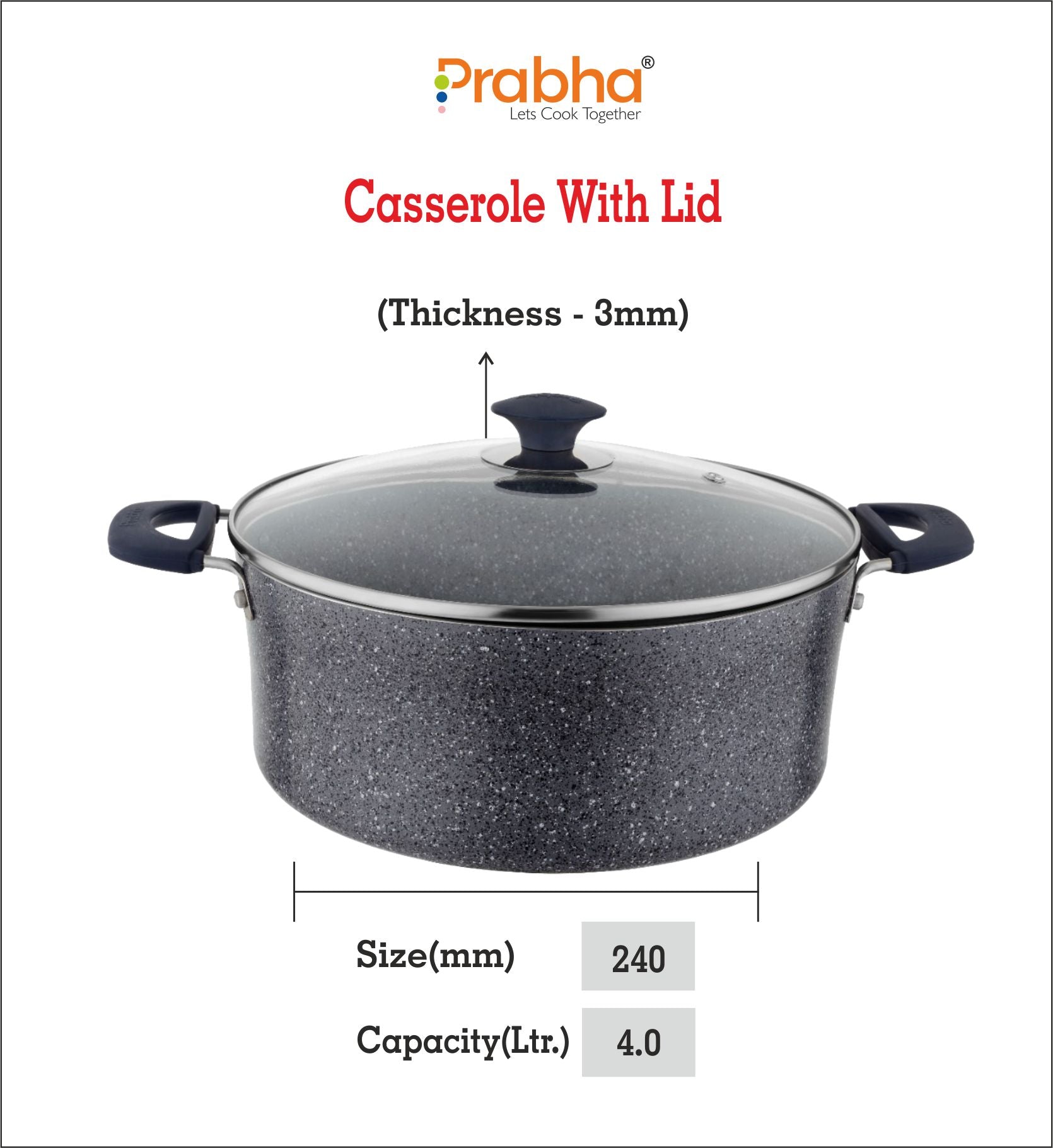 Stella Nonstick Casserole With Glass Lid