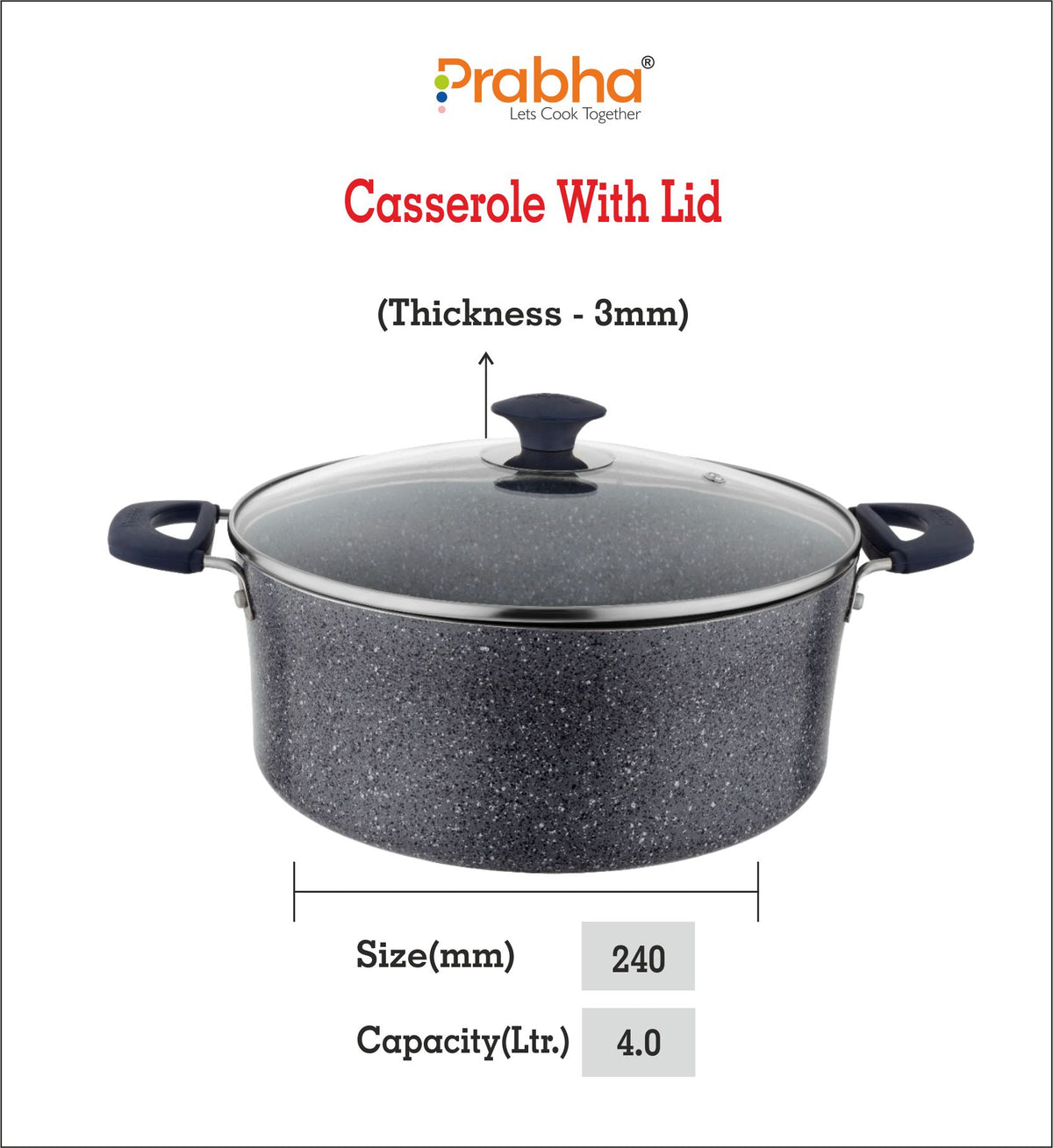 Stella Nonstick Casserole With Glass Lid