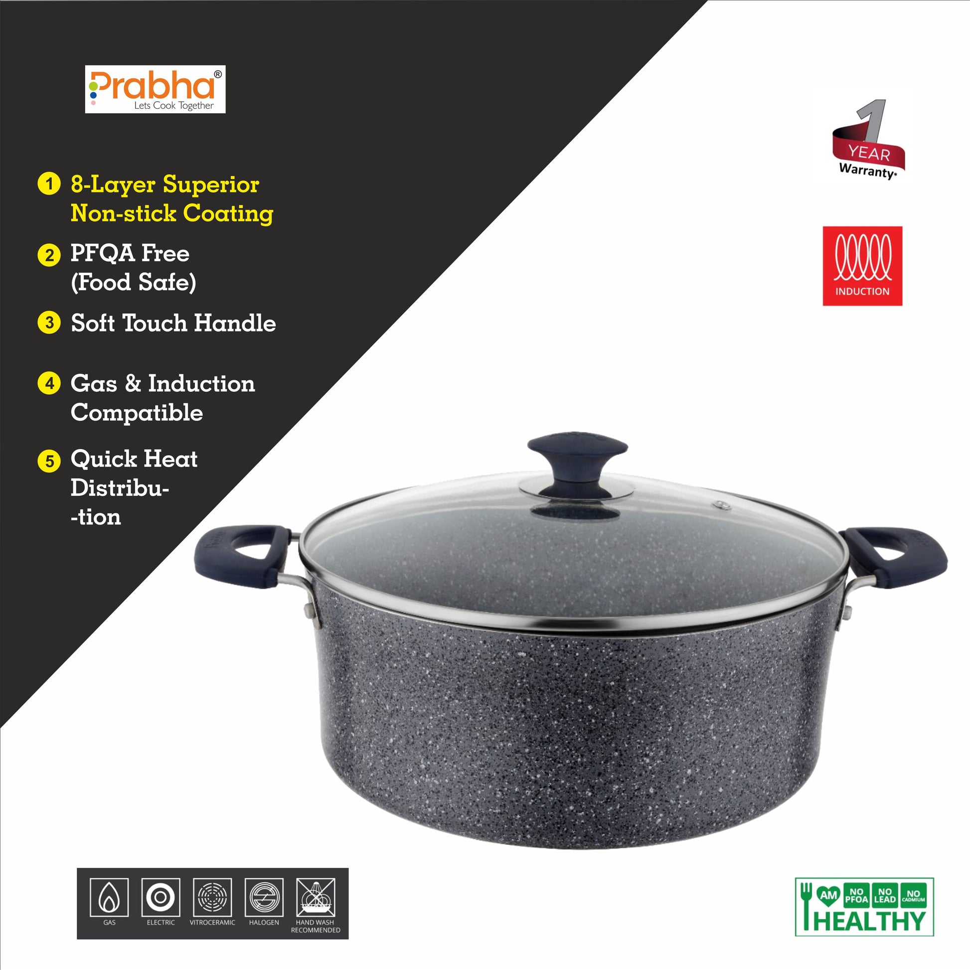 Stella Nonstick Casserole With Glass Lid