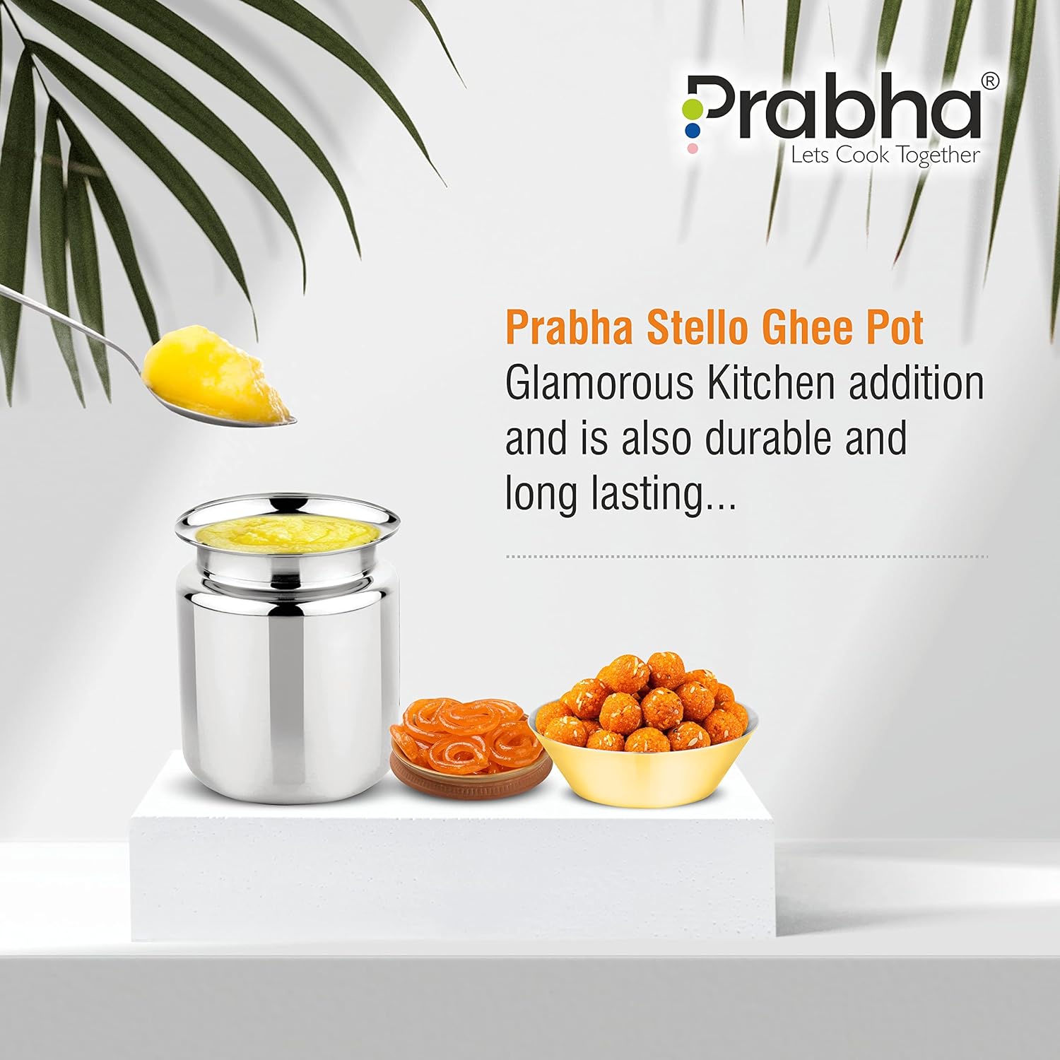 Stainless Steel Stello Ghee Pot, Oil Pot, Ghee Storage Container