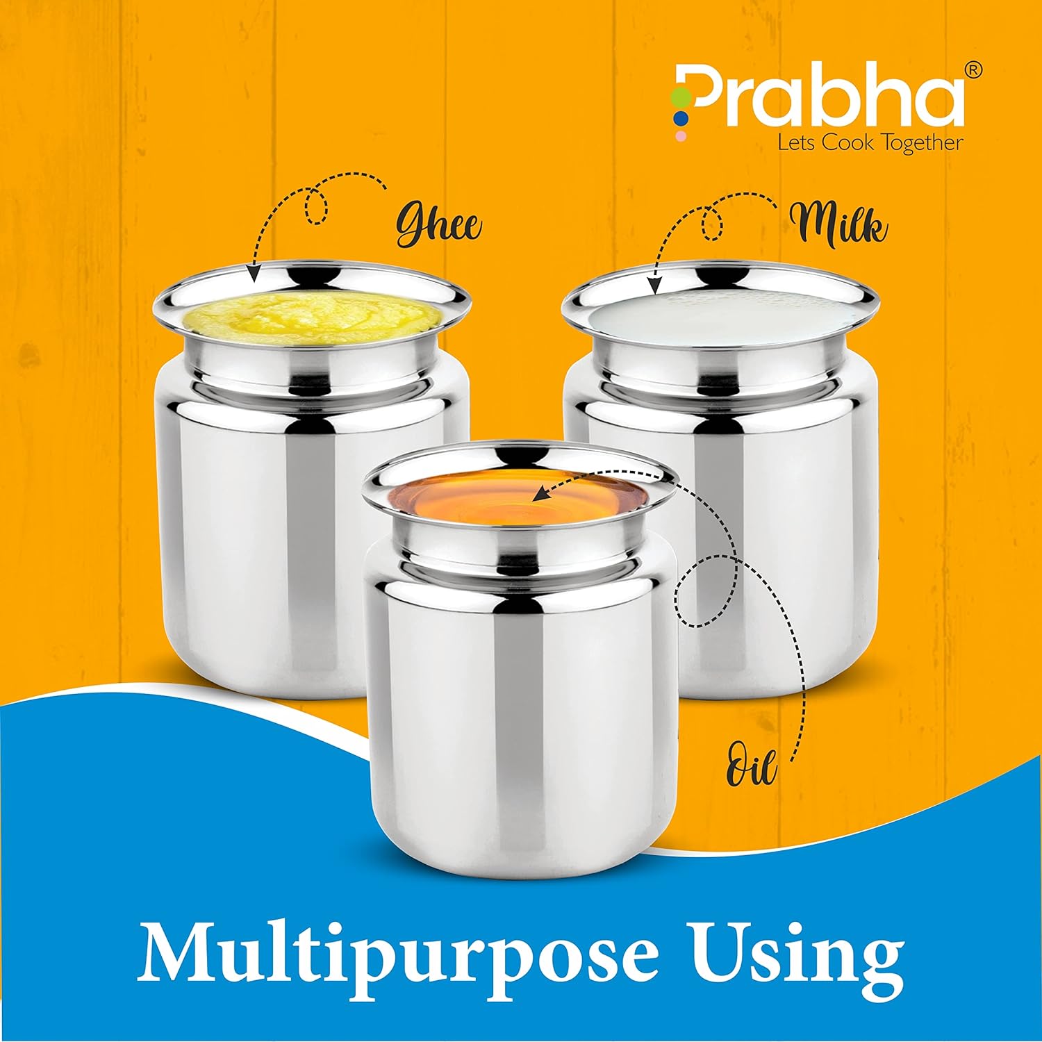 Stainless Steel Stello Ghee Pot, Oil Pot, Ghee Storage Container
