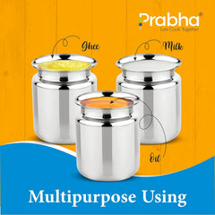 Stainless Steel Stello Ghee Pot, Oil Pot, Ghee Storage Container