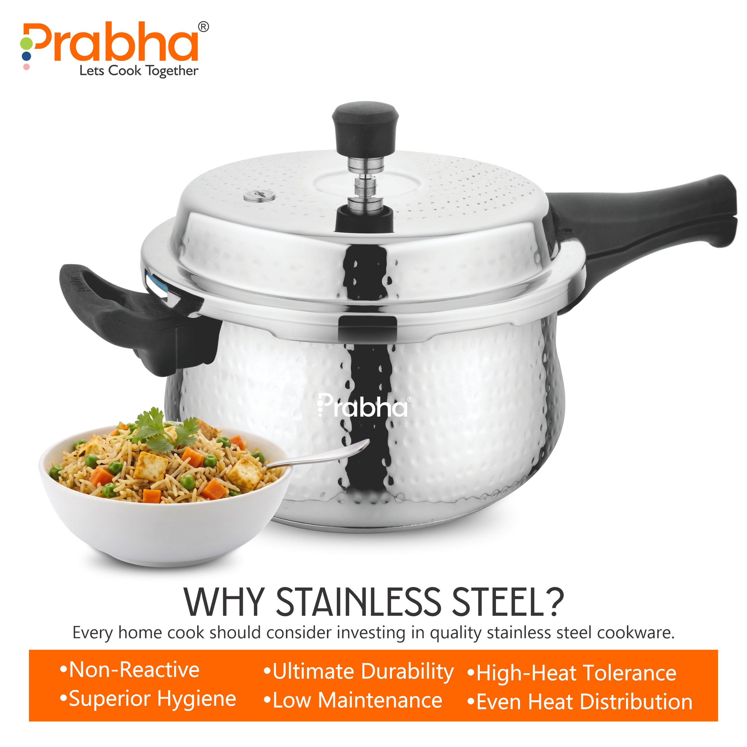 Swift Stainless Steel IB Outer Lid Pressure Cooker Hammered