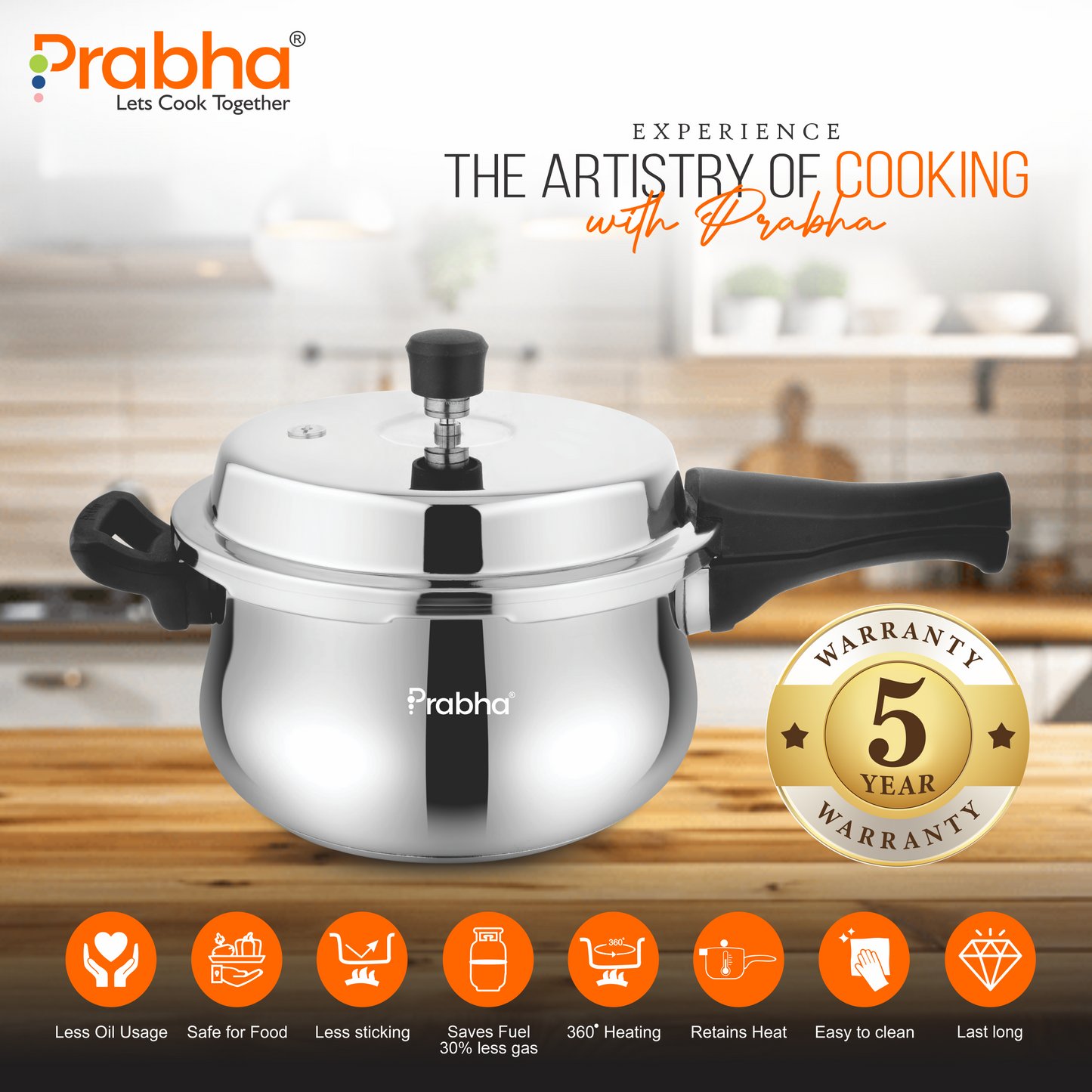 Swift Stainless Steel IB Outer Lid Pressure Cooker