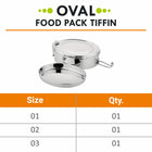 Stainless Steel Oval Food Pack Lunch Box - Prabha