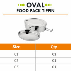 Stainless Steel Oval Food Pack Lunch Box - Prabha