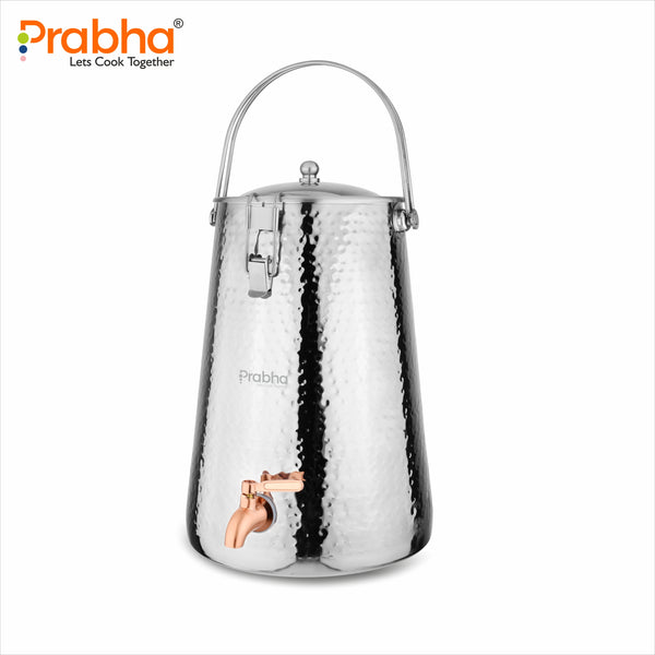 Premium Stainless Steel Tapered Water Pot – Rice Hammered Finish | Water Dispenser