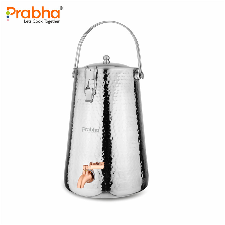Premium Stainless Steel Tapered Water Pot – Rice Hammered Finish | Water Dispenser