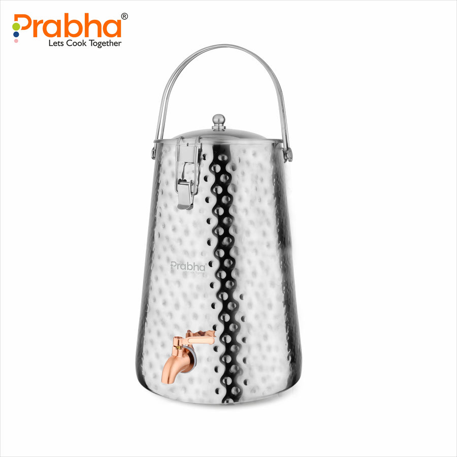 Premium Stainless Steel Tapered Water Pot – Dot Hammered Finish | Water Dispenser