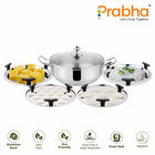 Stainless Steel Tri-Ply Ib Multi Kadhai Plain (6 Plates) - Prabha