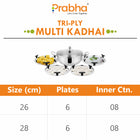 Stainless Steel Tri-Ply Ib Multi Kadhai Plain (6 Plates) - Prabha