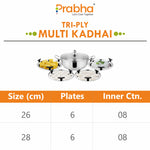 गैलरी व्यूवर में इमेज लोड करें, Stainless Steel Tri-Ply Ib Multi Kadhai Plain (6 Plates)