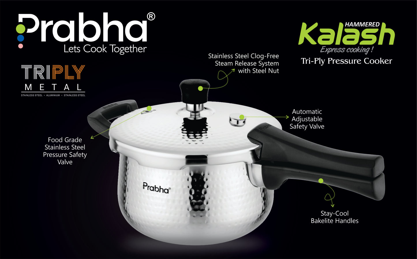 Triply Kalash Pressure Cooker Hammered