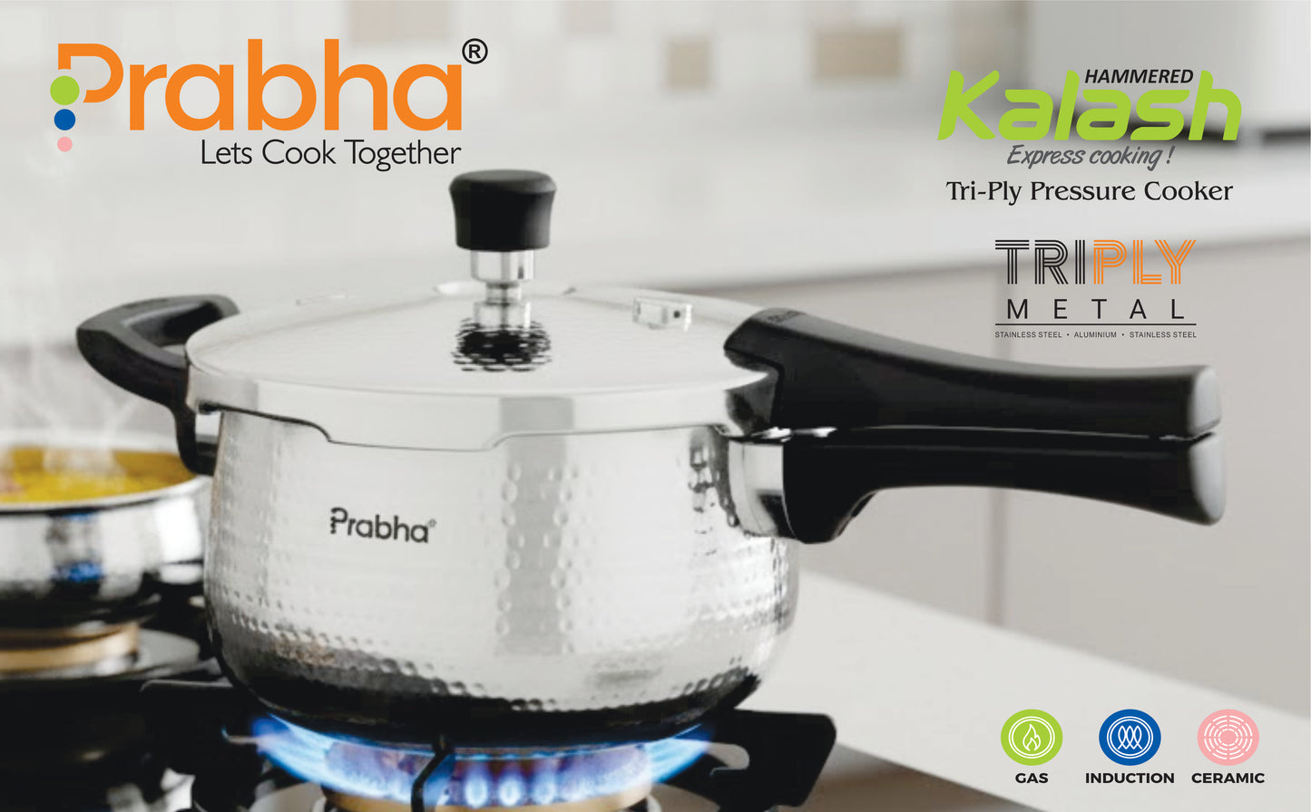 Triply Kalash Pressure Cooker Hammered