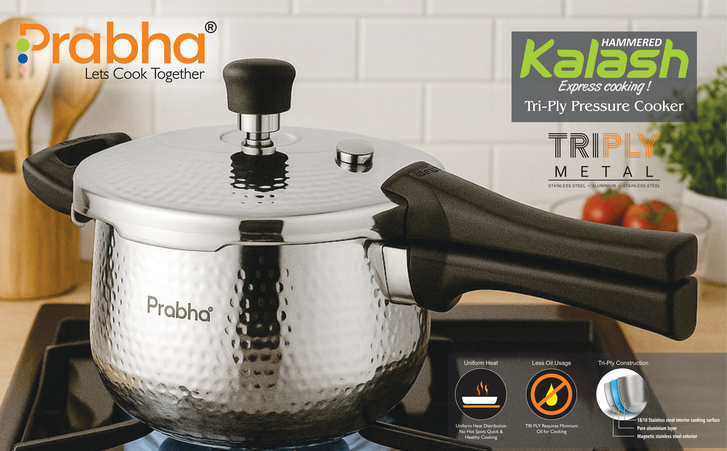 Triply Kalash Pressure Cooker Hammered