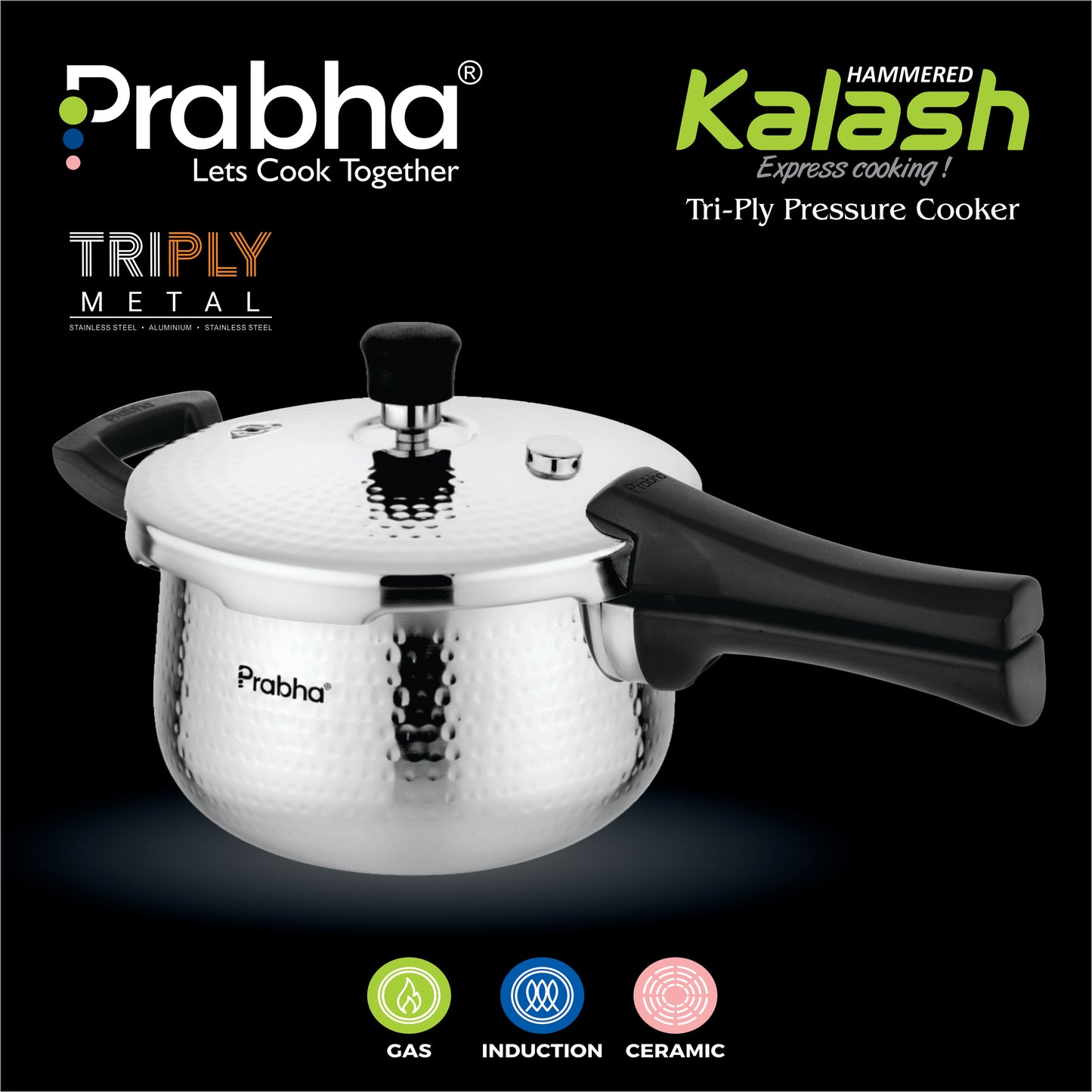 Triply Kalash Pressure Cooker Hammered