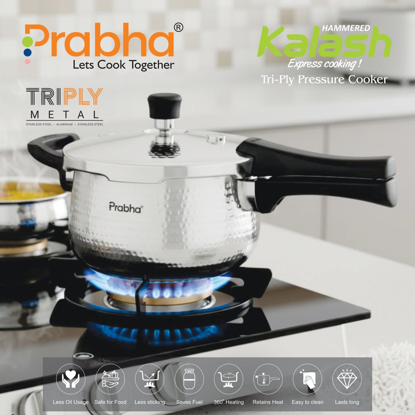Triply Kalash Pressure Cooker Hammered