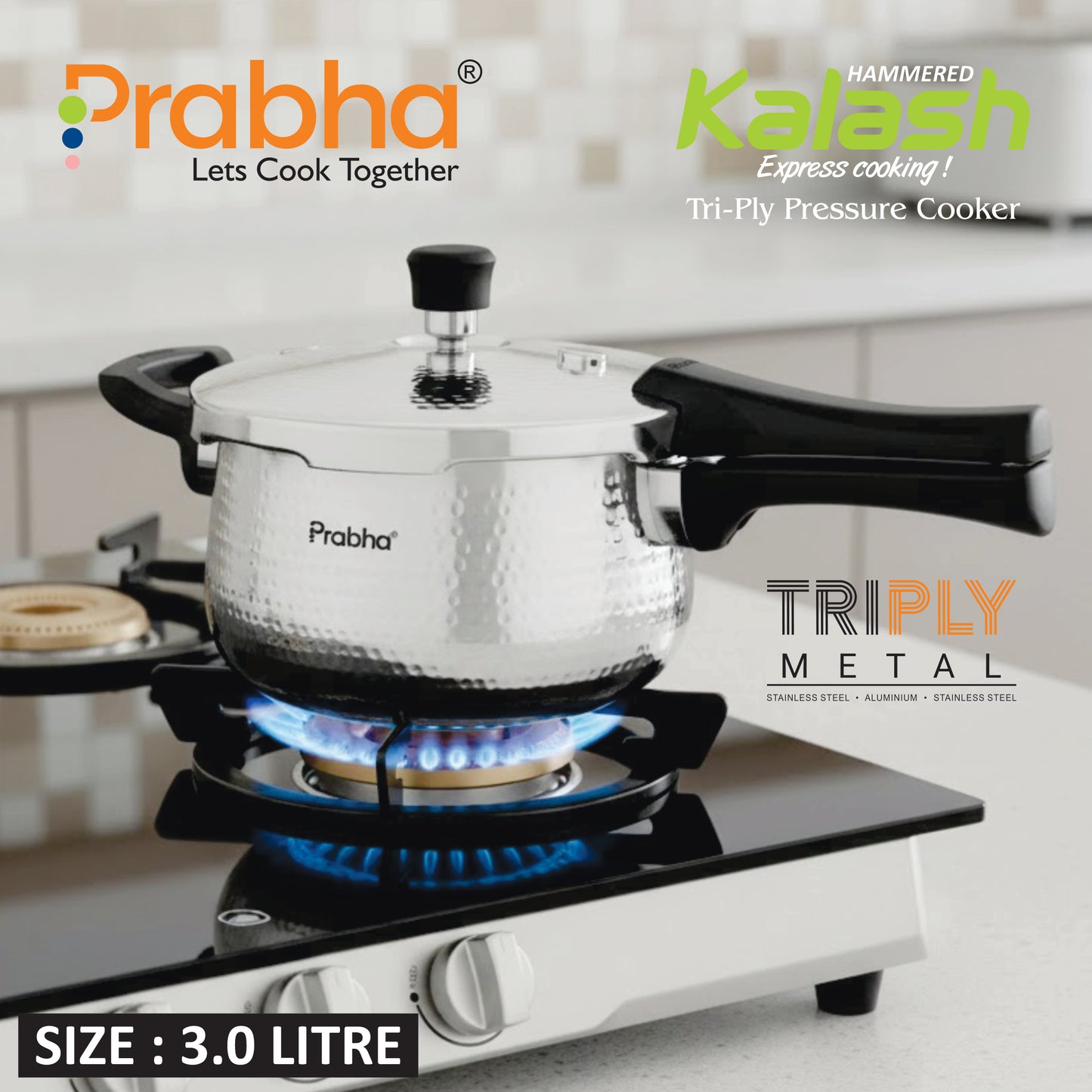Triply Kalash Pressure Cooker Hammered