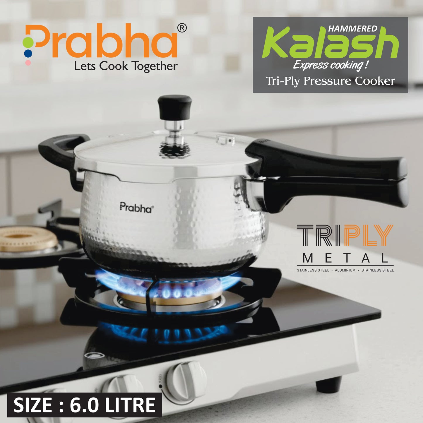 Triply Kalash Pressure Cooker Hammered
