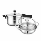 TRIMAX Cookware Combo - Whizz Plus 3 Litre Pressure Cooker & 22 CM Elante Kadhai with Glass Lid