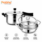 TRIMAX Cookware Combo - Whizz Plus 3 Litre Pressure Cooker & 22 CM Elante Kadhai with Glass Lid