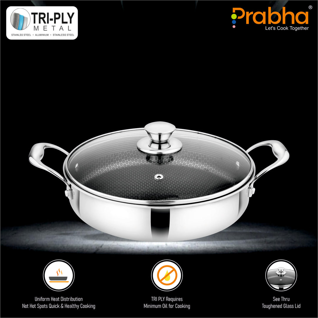 Triply Hexa Cube Non-Stick Saute Pan With Lid