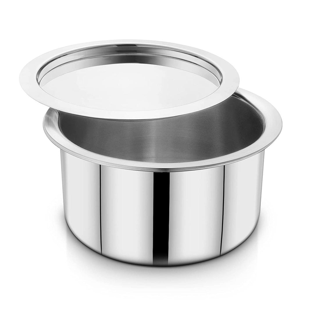 Prabha Tri-ply Stainless Steel Induction Compatible Tope Pot Milk Pot Pots Pan Pot Triply Milk Pot Tope with Steel Lid