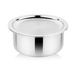 गैलरी व्यूवर में इमेज लोड करें, Prabha Tri-ply Stainless Steel Induction Compatible Tope Pot Milk Pot Pots Pan Pot Triply Milk Pot Tope with Steel Lid
