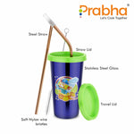 गैलरी व्यूवर में इमेज लोड करें, Stainless Steel Tumbler With Silicon Lid &amp; Straws Set | Steel Glass with Lid
