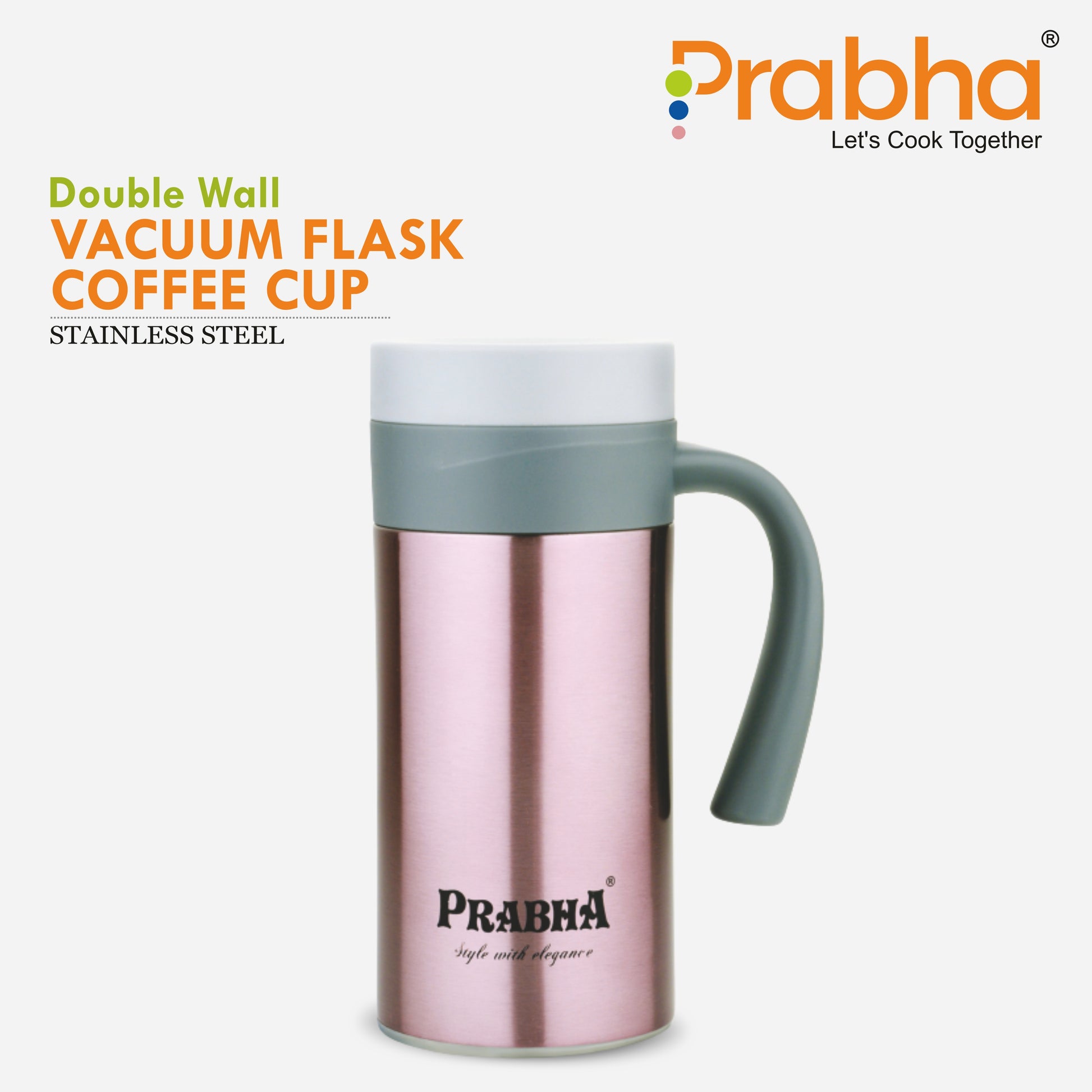 Stainless Steel Double Wall Vacuum Flask Coffee Cup, 450ml